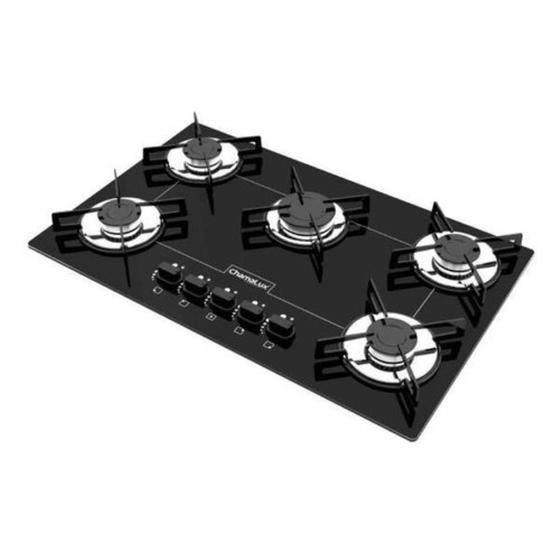 Imagem de Fogão Cooktop Chamalux 5 Bocas Ultra Chama Preto Bivolt GLP