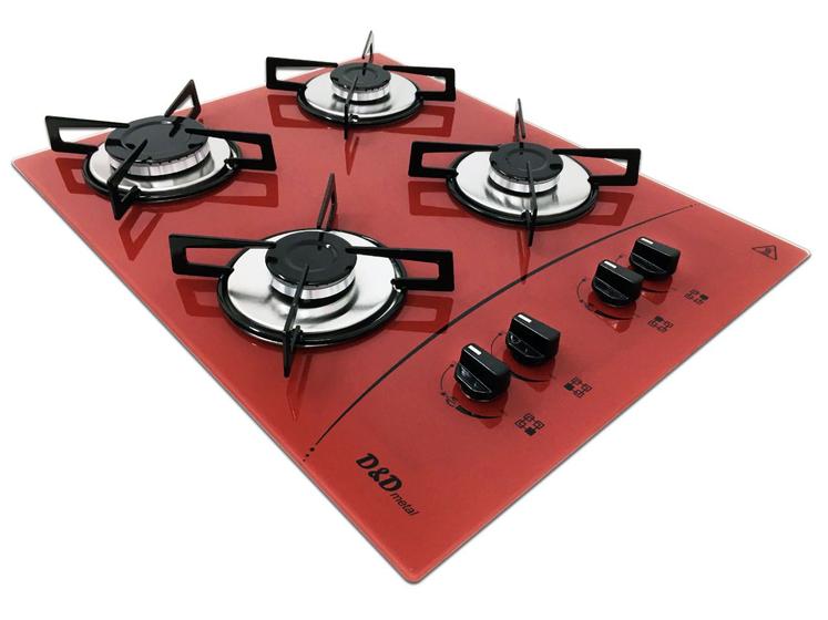 Imagem de Fogão cooktop D&D 4 bocas vermelho a gás