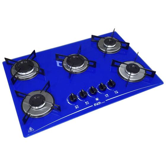 Cooktop 5 Bocas D&d Azul - Mega Chama - Gás Bivolt
