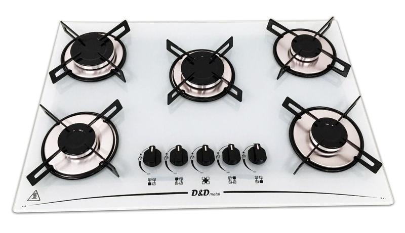 Imagem de Fogão cooktop D&D 5 bocas branco a gás