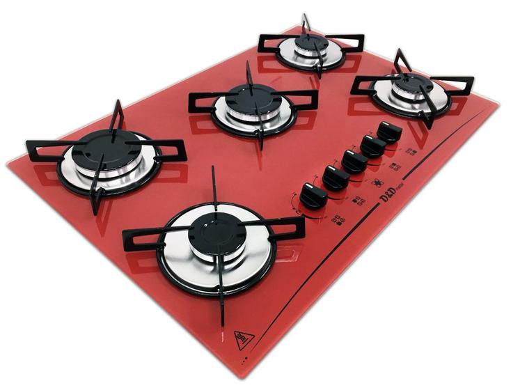 Imagem de Fogão cooktop D&D 5 bocas vermelho a gás