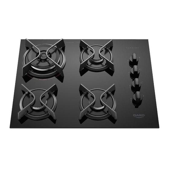 Fogão Cooktop Dako Supreme Tripla Chama Vidro Temperado 4 Bocas