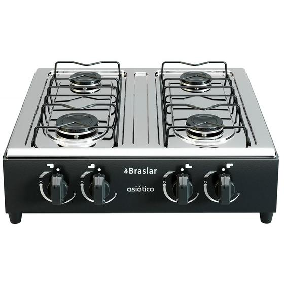 Fogão Cooktop De Mesa Portátil A Gás 4 Bocas Braslar