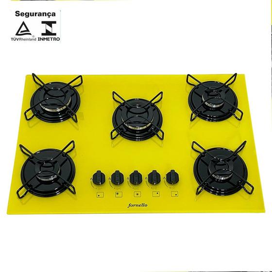 Cooktop 5 Bocas D&d Amarelo - Gás Bivolt - Ce05a