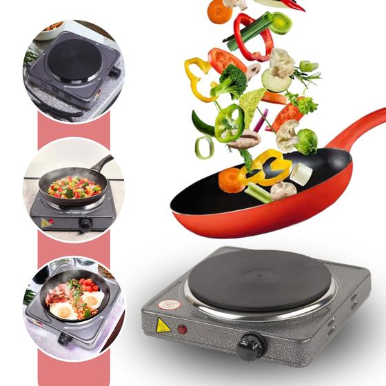 Imagem de Fogão Cooktop Elétrica Prateado Portátil 110V 1000w