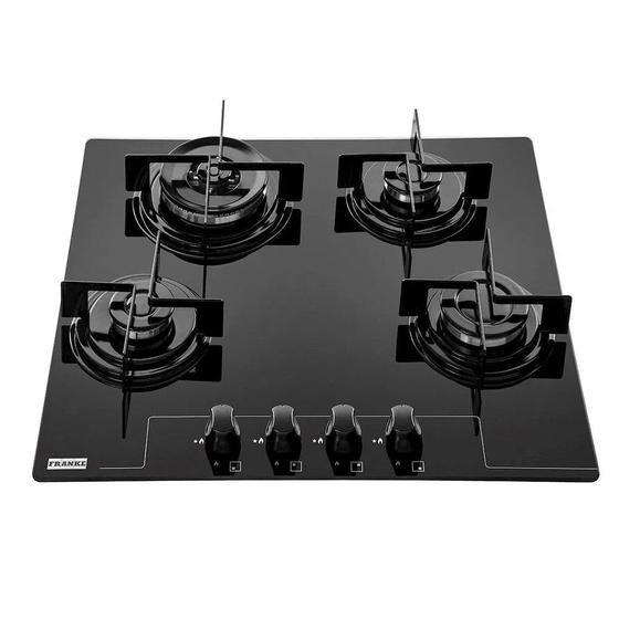 Fogão Cooktop Elétrico 4 Bocas Glass TriplaChama a Gás Preto