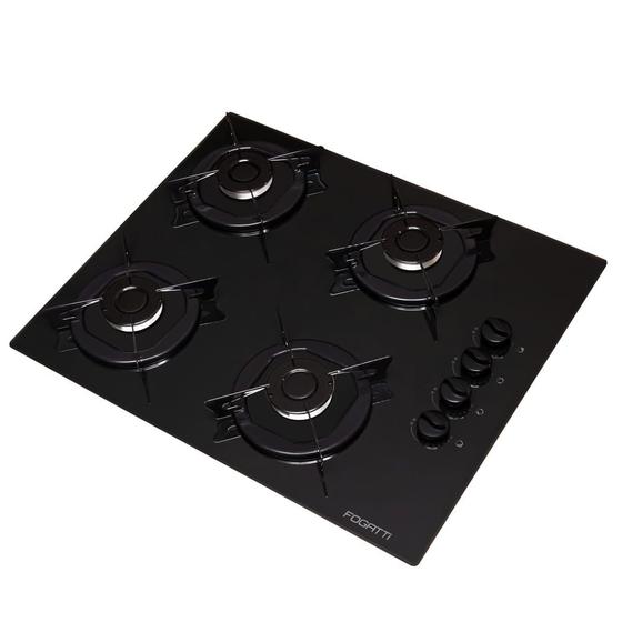 Fogão Cooktop Elétrico 4 Bocas Mesa Em Vidro Preto Fogatti