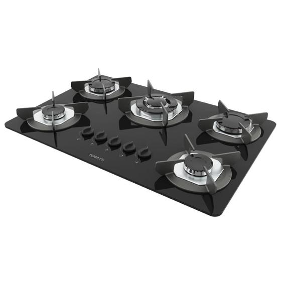Imagem de Fogão Cooktop Elétrico 5 Bocas Tripla Chama Mesa em Vidro - Safe - Fogatti