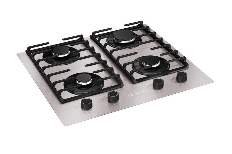 Imagem de Fogão Cooktop Elétrico Bivolt 4 Bocas Ultra Chama MCG4BL Grade Dupla Mesa de Alumínio  Mueller 