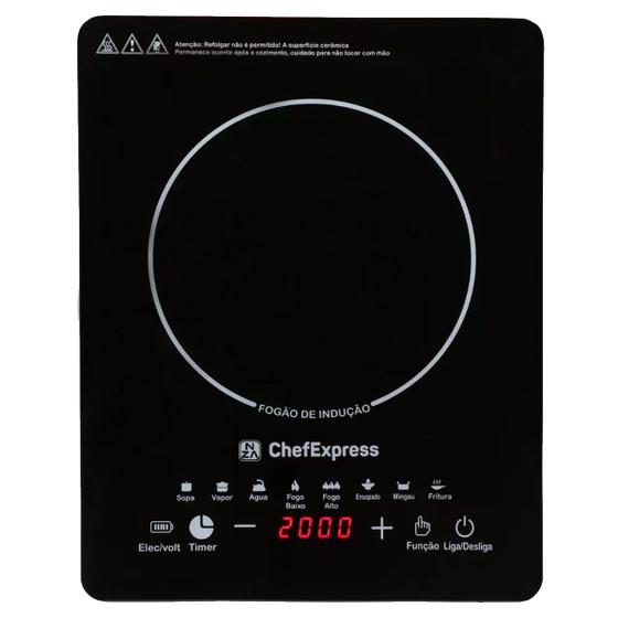 Imagem de Fogão Cooktop Elétrico Chef Express De Indução Vitrocerâmica 3500w 2 Bocas Linha Premium