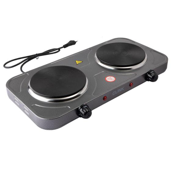 Imagem de Fogão Cooktop Elétrico Fogareiro 2 Bocas 2.000 Watts Cinza