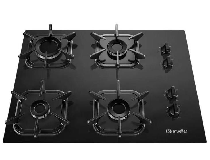 Fogão Cooktop Elétrico Mueller 4 Bocas À Gás Ultra Chama Bivolt Mesa em Vidro - Mueller Fogões Imagem de Fogão Cooktop Elétrico Mueller 4 Bocas À Gás Ultra Chama Bivolt Mesa em Vidro
