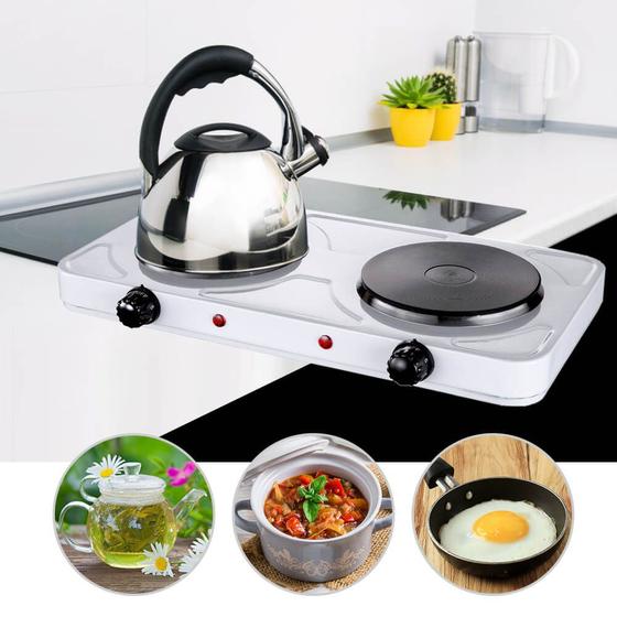 Fogão cooktop elétrico portátil 2 bocas 2000W FIX Cooktop 2 Bocas