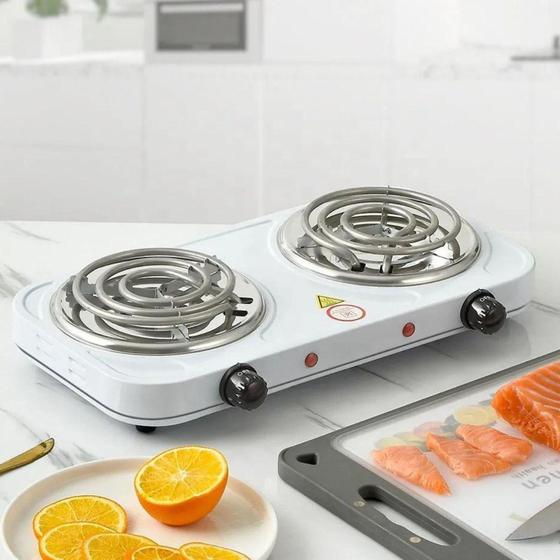 Fogão Cooktop Elétrico Portátil Com 2 Bocas Mesa Aço Inox 127v
