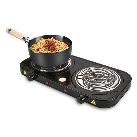 Fogão Cooktop Elétrico Portátil Com 2 Bocas Mesa Aço Inox 127v