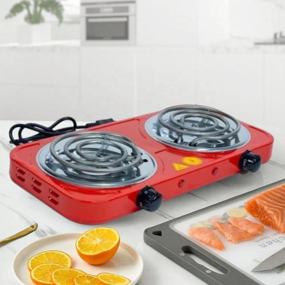 Fogão Cooktop Elétrico Portátil Com 2 Bocas Mesa Aço Inox 127v