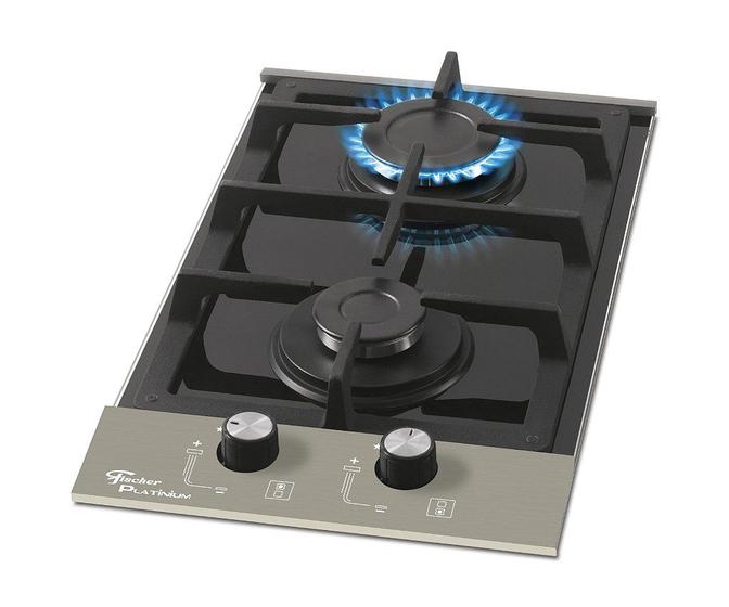 Fogao cooktop fischer 2q platinium gas mesa vidro preto Menor preço em Fogao cooktop fischer 2q platinium gas mesa vidro preto