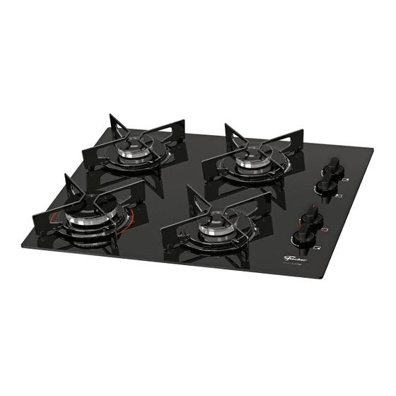 Imagem de Fogao cooktop fischer 4 bocas fit line gas vidro preto