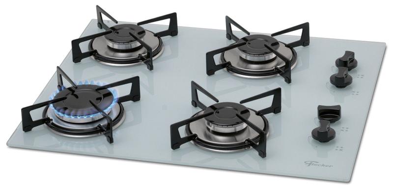 Imagem de Fogão Cooktop Fischer 4 Bocas Gás Mesa Vidro - Branco 1519-5902