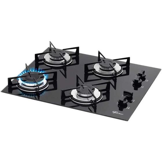 Imagem de Fogão Cooktop Fischer 4 Bocas Vidro à Gás 1519-5713 Preto