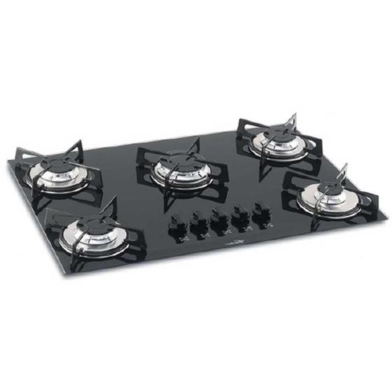 Fogão Cooktop Fischer 5 Bocas Vidro à Gás 16426985 Preto Cooktop 5