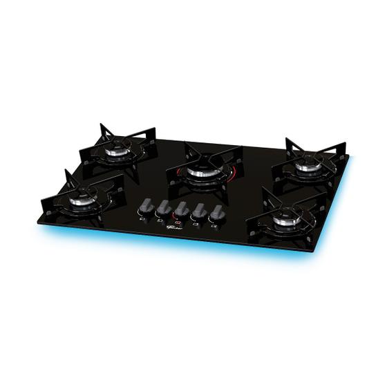 Imagem de Fogão Cooktop Fischer 5Q Fit Line Gás Mesa Vidro Preto