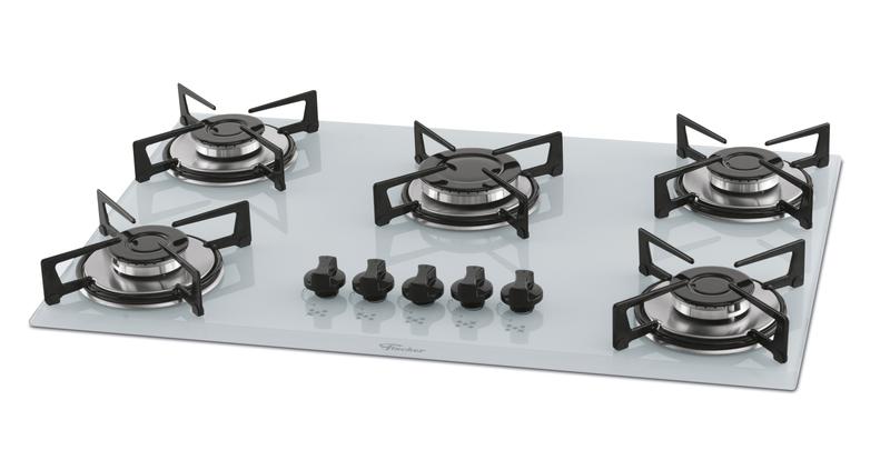 Imagem de Fogao cooktop fischer 5q gas mesa vidro - branco