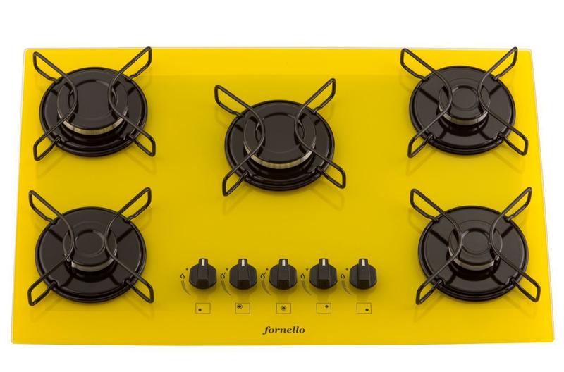 Imagem de Fogão cooktop fornello 5 bocas amarelo automatico