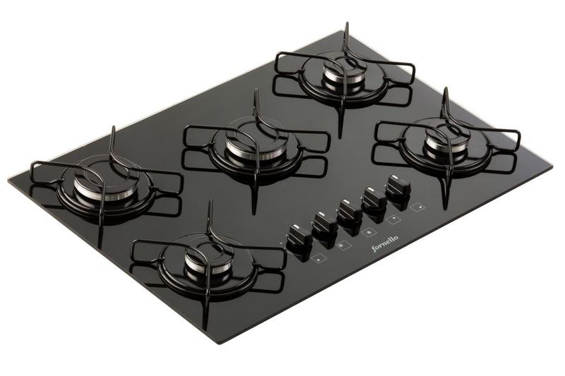 Cooktop 5 Bocas Fornello Preto - Gás Bivolt Cooktop 5 Bocas Fornello Preto - Gás Bivolt