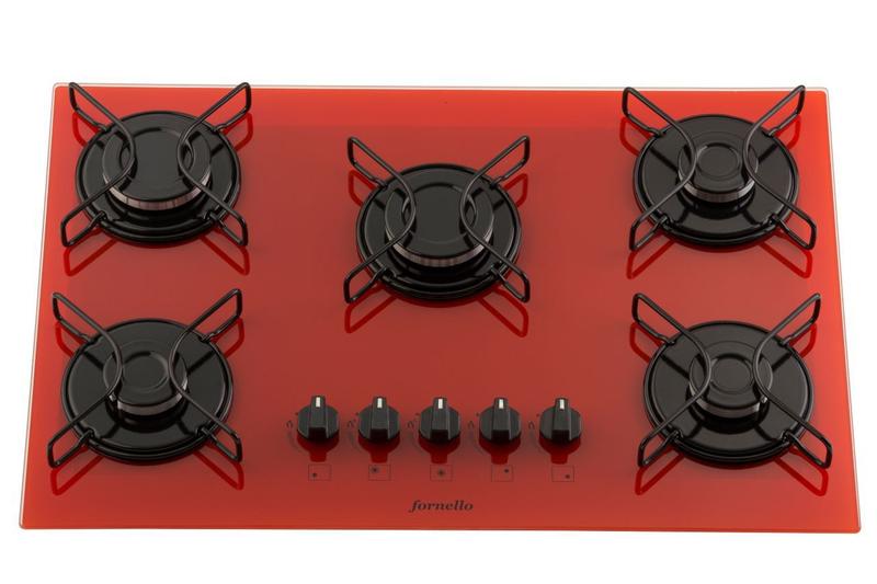 Imagem de Fogão cooktop FORNELLO 5 bocas vermelho automatico
