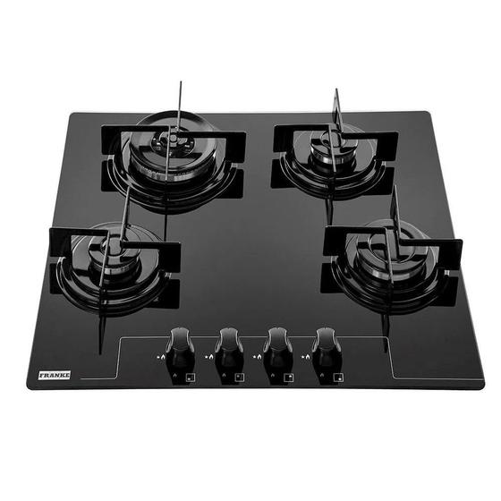 Fogão Cooktop Franke 4 Bocas Glass TriplaChama a Gás Preto Cooktop 4