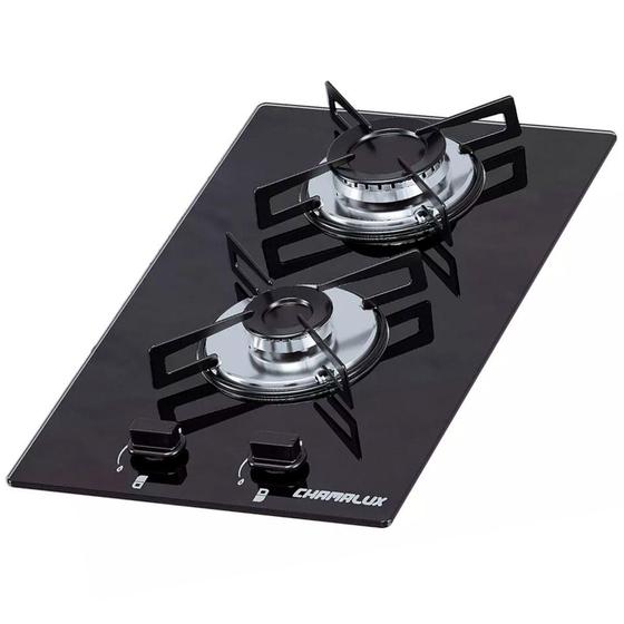 Imagem de Fogão Cooktop Gás 2 Bocas Ultra Chama 110v/220v Chamalux - Preto