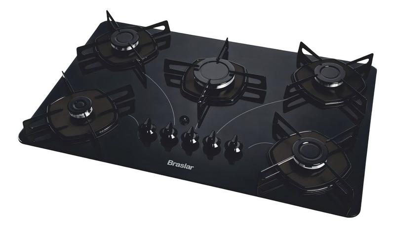 Imagem de Fogão Cooktop Gás Braslar Pop 5 Bocas Preto Bivolt