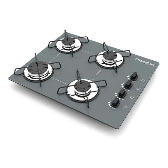 Imagem de Fogão Cooktop Gás Chamalux 4 Bocas Bivolt Ultra Chama Cinza