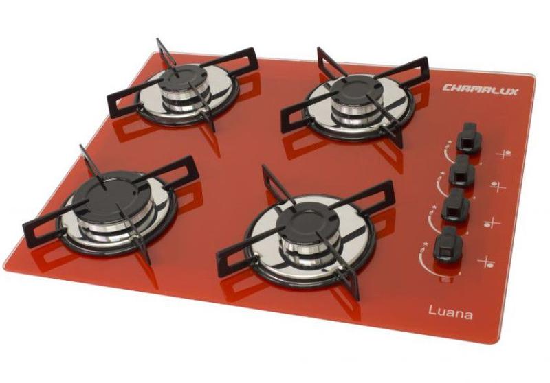 Imagem de Fogão cooktop Gás Chamalux 4 Bocas Bivolt Ultra Chama - Vermelho