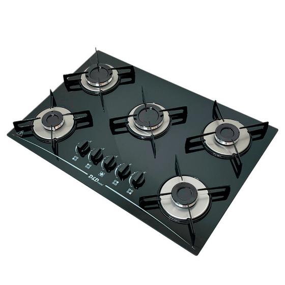 Imagem de Fogão Cooktop Gás D&D 5 bocas preto - acendimento automático