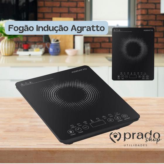 Imagem de Fogão Cooktop Indução 1 Boca Vitroceramico Eletrico Preto Agratto