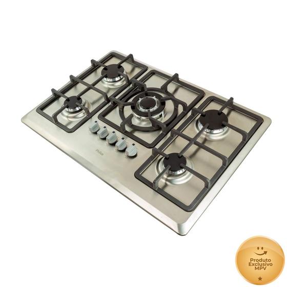 Cooktop 5 Bocas Philco Inox - Tripla Chama - Gás Bivolt - Pct05itc