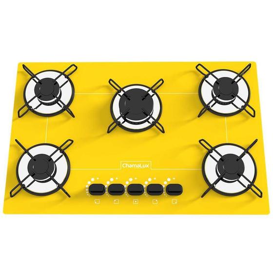Cooktop 5 Bocas Chamalux Amarelo – Ultra Chama – Gás Bivolt