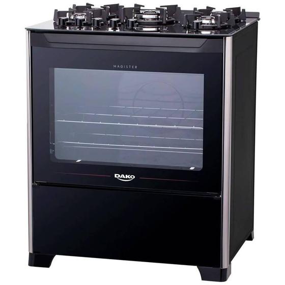 Imagem de Fogão Dako 5 bocas Magister com Mesa de Vidro e Tripla chama Bivolt - Preto/Inox