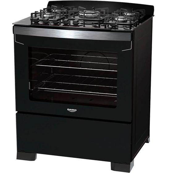 Fogão 5 Bocas Dako Diplomata Preto Mesa em Vidro - Bivolt - 300001001