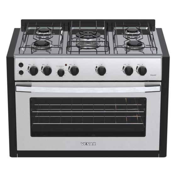 Imagem de Fogao de Embutir 5 Bocas Venax Gaudi Platinum GII Inox Gas Glp