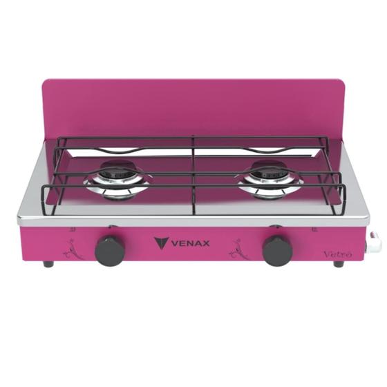 Fogão 2 Bocas Venax Flamalar Vetrô Rosa - Fmv200 Fogão 2 Bocas Venax Flamalar Vetrô Rosa - Fmv200