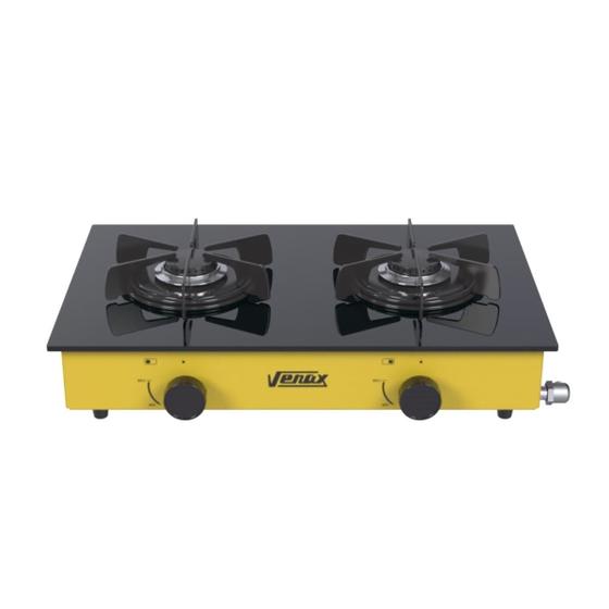 Fogão 2 Bocas Venax Flamalar Vitreo Amarelo Mesa em Vidro - 23107 Fogão 2 Bocas Venax Flamalar Vitreo Amarelo Mesa em Vidro - 23107