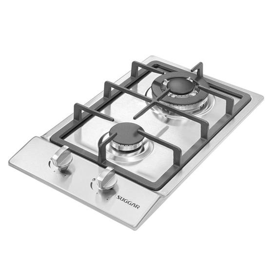 Fogão de mesa cooktop 2 bocas aço inox à gás suggar fg2002ix Menor preço em Fogão de mesa cooktop 2 bocas aço inox à gás suggar fg2002ix