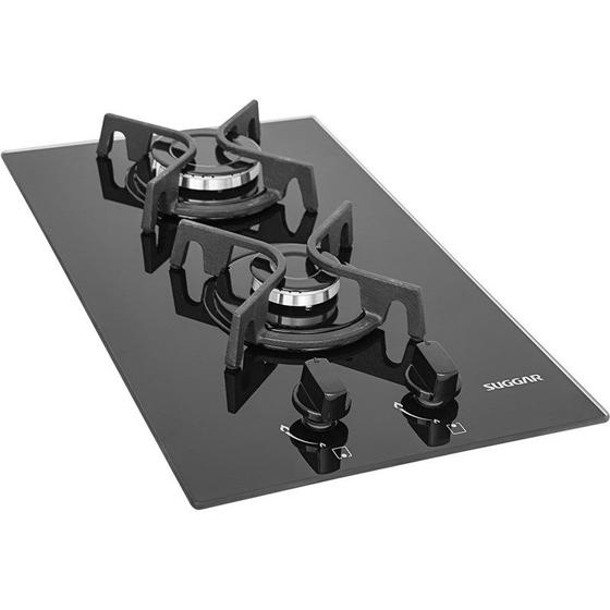 Imagem de Fogão de Mesa Cooktop 2 Bocas Vidro Preto à Gás Suggar FG2002FVP