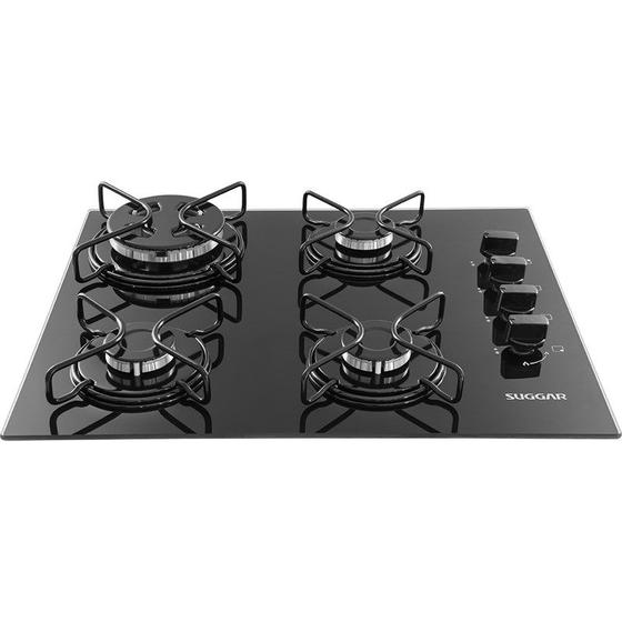 Imagem de Fogão de mesa cooktop 4 bocas vidro preto à gás fg4304avp