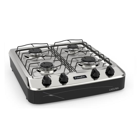 Fogão de Mesa Esmaltec Laguna 4 Bocas Mesa Inox Acendimento Manual 4027 Preto Menor preço em Fogão de Mesa Esmaltec Laguna 4 Bocas Mesa Inox Acendimento Manual 4027 Preto