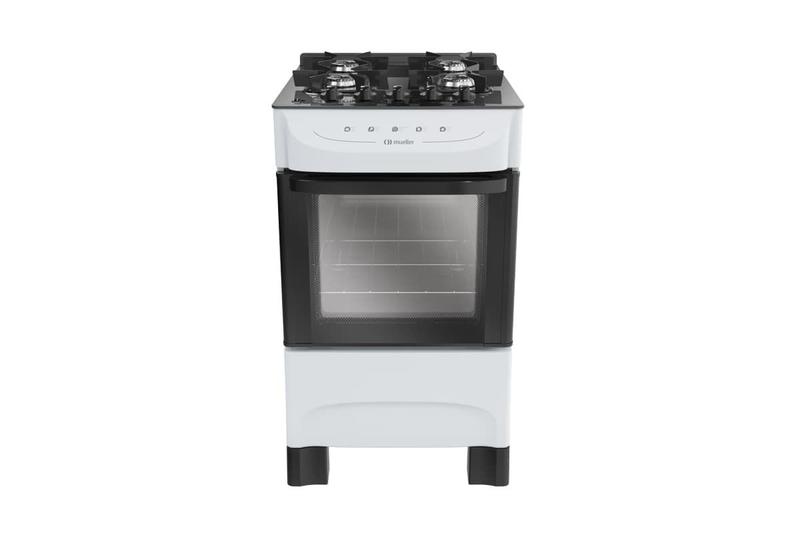 Imagem de Fogão de Piso 4 Bocas Com Mesa em Vidro MFV4BB Branco Mueller