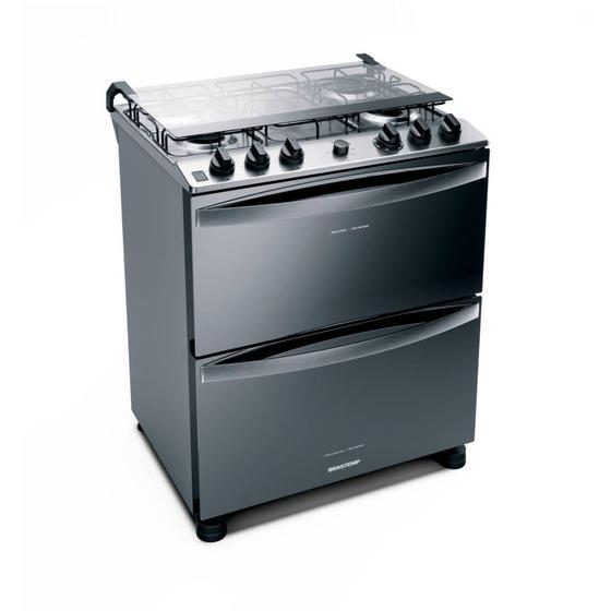 Imagem de Fogão de Piso 5 Bocas Inox Duplo Forno 127V Brastemp BFD5NCR